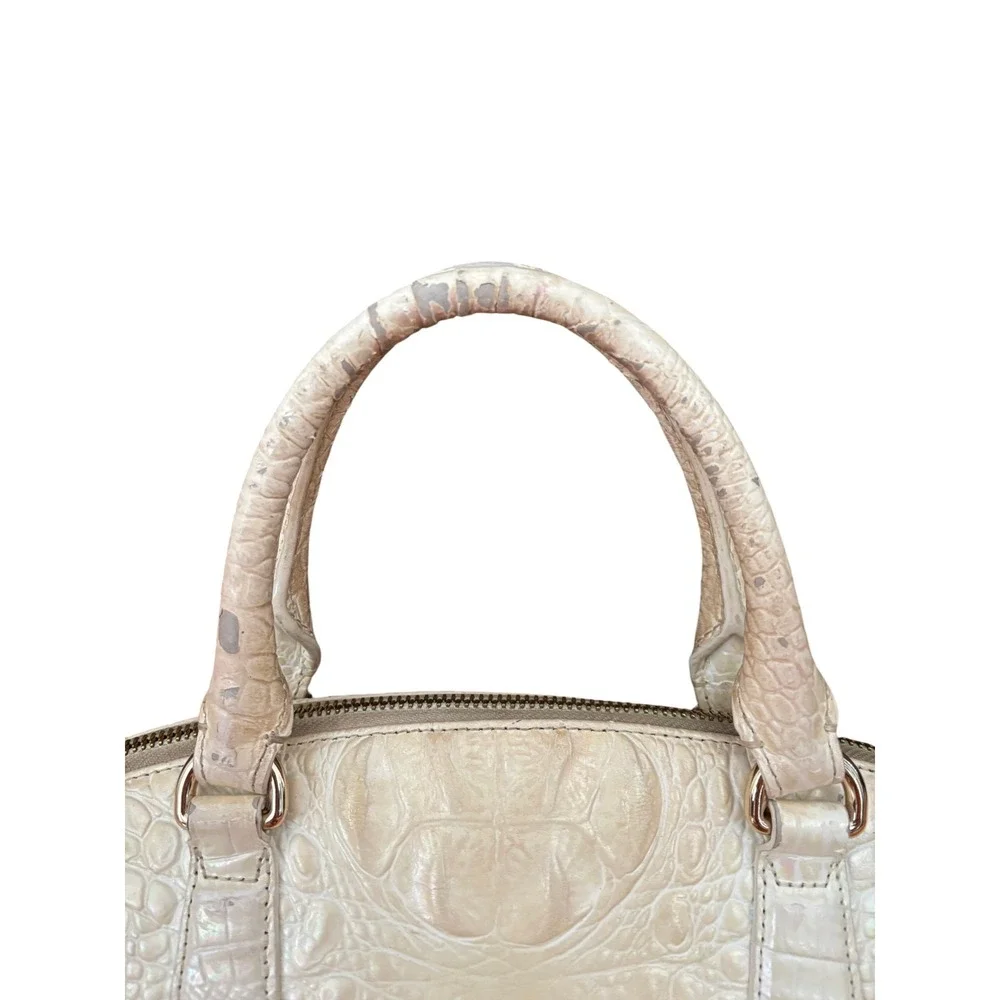 Brahmin Duxbury Satchel Iridescent Cream Croc Embossed Leather Handbag
